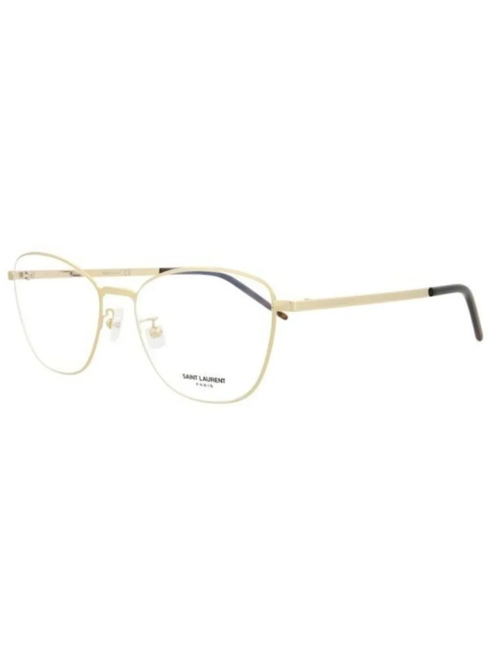 New Saint Laurent Womens Cat Eye Gold Gold Transparent Fashion Designer Eyeglass